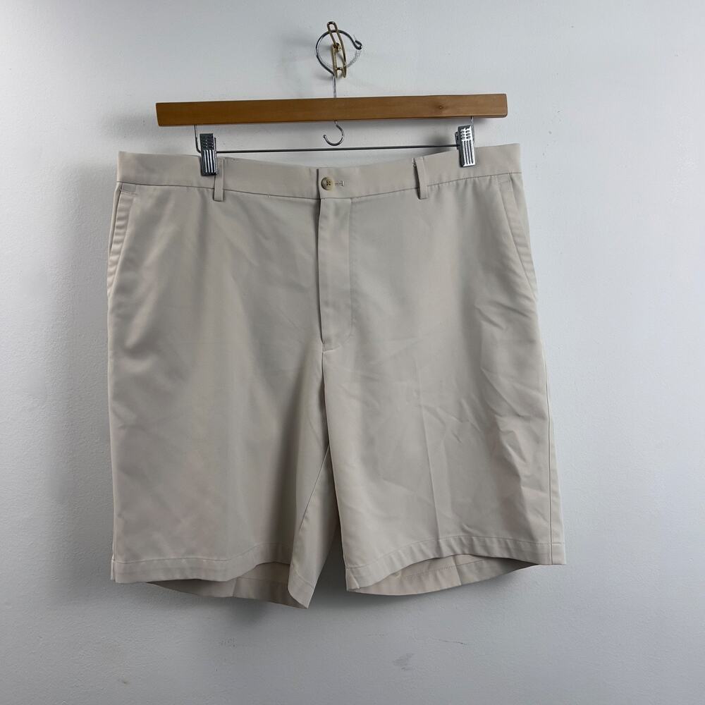 Peter Millar Chino Golf Shorts Size 38 Men Ivory 100% Polyester Flat Front